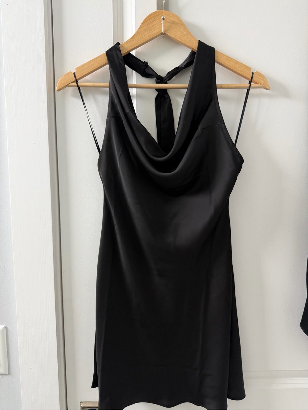 Urban Outfitters Black Satin Cowl Back Mini Dress